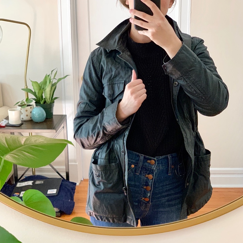 Madewell Black “leather” Raincoat